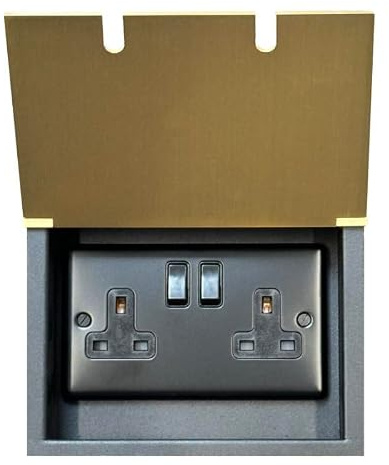 FloorPower Satin Brass Recessed Floor Socket (Double)