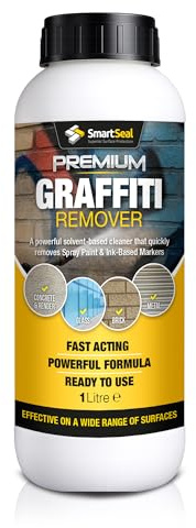 SmartSeal Graffiti Remover - 1L - Powerful Graffiti Remover & Paint Stripper for Wood, Concrete, Brick, Metal & Plastic. Quickly Removes Spray Paint & Marker Pen Inks. Non-Caustic Formula