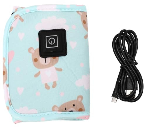 USB Bottle Warmer Cover, Portable 3 Gears Adjustable Green | Compound Velvets, Keep Milk Warm, USB Interface Design, Use, Compact Size for Daily Feeding