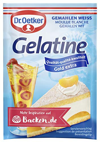 Dr. Oetker Gelatine gemahlen weiß, 3er Pack, je Tüte 9 g, Speisegelatine als Gelier- & Bindemittel beim Kochen und Backen, für Kuchen, Desserts uvm.