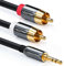 deleyCON 7,5m Cavo Audio Stereo Jack 3,5mm a 2x RCA Cinch - Connettori in Metallo - Nero