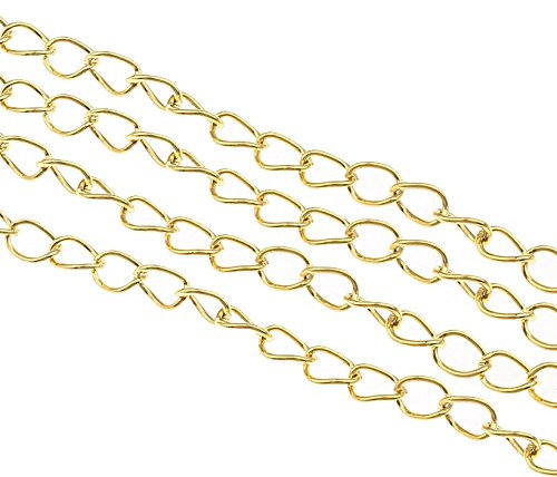 Perlin 300cm Gliederkette Link Kette Metallkette 5mm Schmuckkette Gold Meterware zur Schmuckherstellung von Halsketten Armband DIY Basteln K3