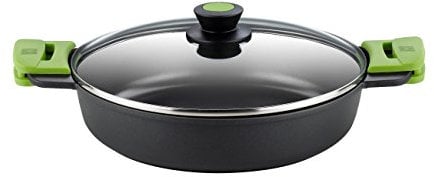 BRA Cacerola Baja, Aluminio fudido, Negro, 24 cm