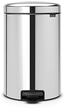 Brabantia Treteimer mit Inneneimer aus Metall, plastik metall, Glänzender Stahl, 20 Liter