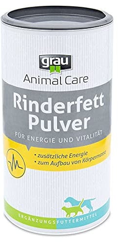 GRAU - das Original - Rinderfettpulver, der schelle Energielieferant mit 80 % Fettanteil, 1er Pack (1 x 400 g), Ergänzungsfuttermittel für Hunde & Katzen