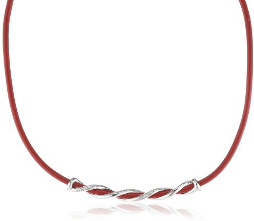 Esprit Damen-Halsband 925 Sterling Silber Leder mehrfarbig ESNL92244A390