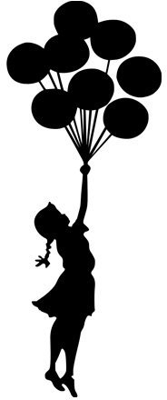 Arubas-uk Autoaufkleber, Motiv von Banksy Mädchen mit Ballonen, Vinyl, Street Art, Schwarz, Cartoon, Rechteckig, Outdoor, Aufkleber