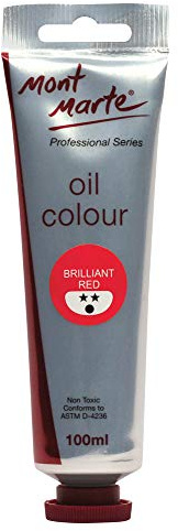MONT MARTE Premium Oil Paint, 100ml (3.4oz), Brilliant Red, Good Coverage, Excellent Tinting Strength