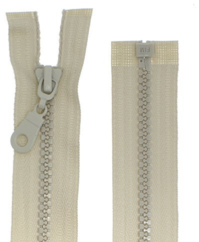 FIM Reißverschluss Plastik Zähne Nr.5 mittelgrob Teilbar für Jacken Farbe: 4 - Hellbeige(307), 75cm lang