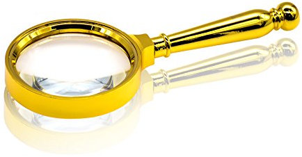JLERU Lupe Leselupe Deko Messing Griff eckig edel klassisch Vintage 80 mm 10X Vergrößerung (L-golden)