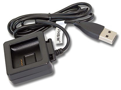 vhbw USB-Ladestation kompatibel mit Fitbit Blaze Smartwatch | Ladeschale + Aufladekabel, 100 cm, Schwarz