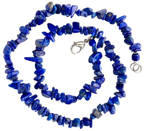 Taddart Minerals - Blaue Splitter Halskette aus dem natürlichen Edelstein Lapislazuli mit 45 cm Länge - handgefertigt