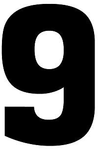 10 Tall Single Number 9 Iron On Heat Transfer for Football Soccer Baseball Jersey Sports T-Shirt Black