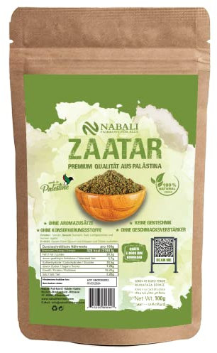 NABALI FAIRKOST FÜR ALLE Zatar Za'atar Gewürz – Gewürzmischung nach Ottolenghi – Zaatar orientalische Gewürze aus Palästina (100 g)