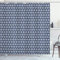 ABAKUHAUS Ikat Duschvorhang, Kreis-Punkte Asian, Stoffliches Gewebe Badezimmerdekorationsset mit Haken, 175 x 200 cm, Dunkelblau Weiß