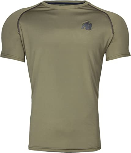 Gorilla Wear Performance T-Shirt - armeegrün - Bodybuilding und Fitness Bekleidung für Herren - mit Logo Aufdruck zum Sport Alltag Freizeit Workout Training Bequem leicht