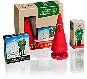 Crottendorfer Räucherkerzen - Räucherfigur/Ziegenbein Set - Romy Rose mit Weihnachtlicher Weihrauch Räucherkerzen - Made in Germany