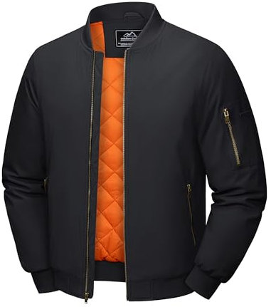 MAGCOMSEN Veste bomber pour homme - Veste d'hiver doublée avec 4 poches - Veste d'aviateur de l'armée US - Veste de mi-saison chaude, coupe-vent, à col montant, pour les loisirs - Veste universitaire,