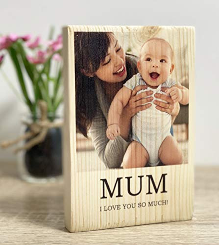 CS PRINTING Limited Personalised photo wooden block gift for mum I love you