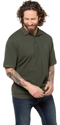 JP 1880 Herren Bauchfit Polohemd, Dunkel Oliv, 4XL EU