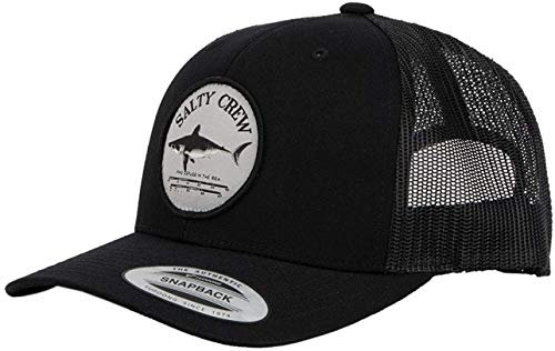 Salty Crew Shark Logo Retro Trucker Hat - Unisex Verstellbare Baseballmütze für Erwachsene - Premium Baumwolle, Schwarz, Einheitsgröße