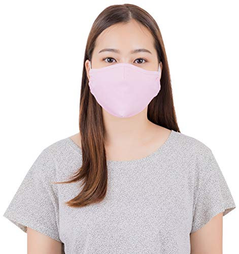 Lofbaz Tissu De Coton De Masque Facial En Tissu Avec Poche De Filtre Lavable Réutilisable (Rose - Paquet de 3, Adulte L)
