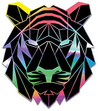Finest Folia 2 x Polygon Tier Sticker Hologramm Aufkleber Tiere Origami Geometrisch Selbstklebend Kunst für Auto Motorrad Laptop Kühlschrank Wand Dekor R117 (Tiger)