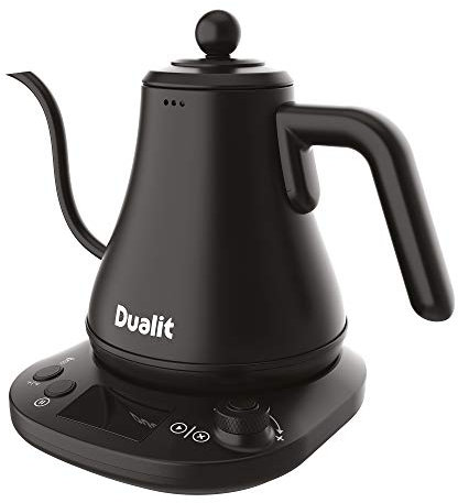 Dualit Pour Over Fast Boil Electric Kettle - Matt Black -Gooseneck Precision Spout - Digital Display Screen - Highly Energy Efficient 800ml Capacity - 72960