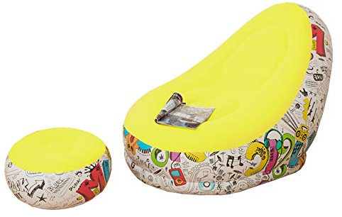 DaMohony Fauteuil de salon gonflable floqué avec repose-pieds pour la maison, le bureau, le camping