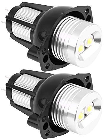 Qiilu Luz LED de ojos de ángel, 2 piezas de 12 W LED de coche Ojos de ángel Anillo de luz de marcador de anillo de halo LED Juego de luces de ojos de ángel