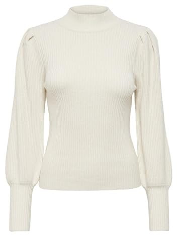 ONLY Onlkatia L/S Highneck Pullover Knt Noos, Bianco e Grigio, XS Donna