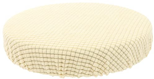 IMIKEYA Hockerbezug Rund, 30-40cm Stuhlbezug Hochelastischer Waschbar Runde Hocker Bezug Barhockerbezug Stuhl Sitzbezug für Home Office Bar, Beige
