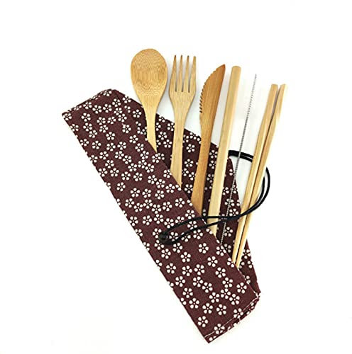 Bambus-Besteck-Reisebesteck-Set Umweltfreundliche wiederverwendbare tragbare Outdoor-Utensilien Zero-Waste Bambus-Camping-Besteck-Set