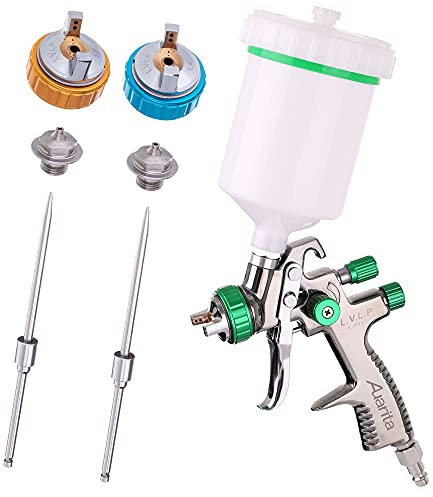 AUARITA LVLP L-898 - Pistola aerográfica (3 boquillas, 1,3 mm + 1,4 mm + 1,8 mm, depósito de 600 ml, bajo consumo de aire)