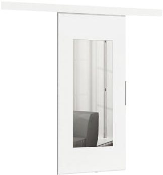 Mirjan24 Sistema di porta scorrevole Multi VII con chiusura automatica, set completo per porte scorrevoli, divisori porte interne (bianco specchio, modello 90)