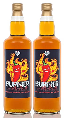 Burner ® 0,7 Liter 2 Flaschen Kultbrand Chili-Schoko Spezialität Nürnberg, Direkt vom Hersteller, Feuriger Chili-Schnaps Kakao Chilli 700 ml ähnlich Chili-Likör