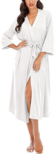 MAGIC ARMOR Accappatoio Lungo in Maglia Kimono da Donna - Morbido e Leggero Abbigliamento da Notte con Tasche e Cintura Regolabile Vestaglia da donna leggera,taglie S-XXL