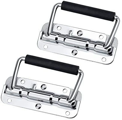 ZTMAKYLH 2 Stück klappgriff, Silber Griffe, Hardware Boxen Griff, Edelstahl Kistengriff, Gefedert Kistengriff, Klappgriff Kisten, Edelstahlbox Tragegriff, für Toolbox Aufbewahrungsbox (11cm)