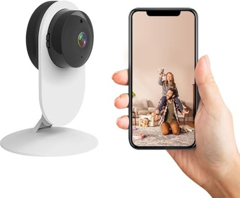 AGSHOME Videocamera di sicurezza intelligente per interni WiFi, video HD1080p, rilevazione di movimento, audio bidirezionale,plug-in,può funzionare allarme casa