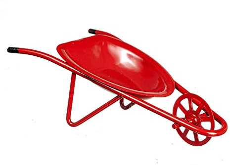 Melody Jane Dolls House Red Single Wheel Wheelbarrow Miniature Garden Yard Accessory 1:12