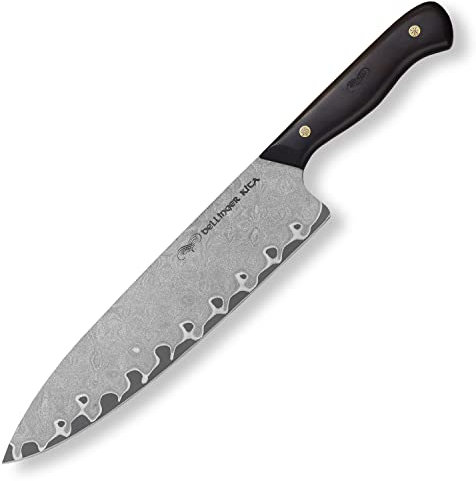 Kita North - Cuchillo de cocina y cuchillo de cocina profesional con hoja de 225 mm de largo de 6 capas de acero de damasco y núcleo de acero VG-10 y cuchillo de chef de Damasco con mango de hierro