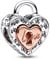 PANDORA Bicolor Vorhängeschloss Teilbares Herz-Charm aus Sterling-Silber und rosévergoldete Metalllegierung, aus der PANDORA Moments Collection, 782505C00