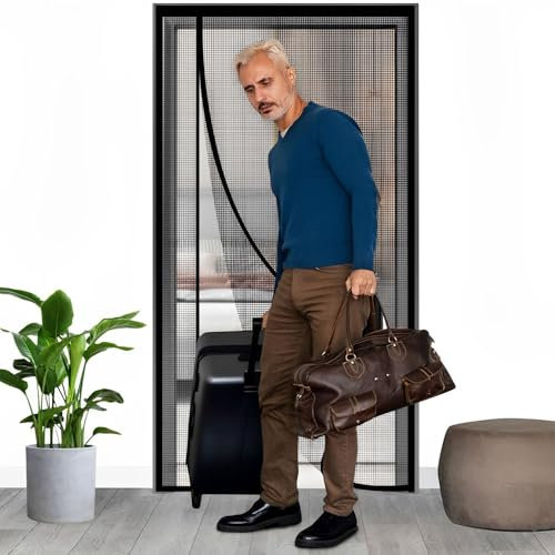 KOMUNJ Zanzariera per porta del balcone, zanzariera per porta, robusta fibra di vetro e magneti extra forti, apertura destra/sinistra (90 x 220)