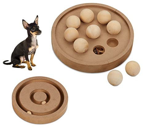 Relaxdays Intelligenzspielzeug, für Katzen & Hunde, MDF, HD: 6x25cm, Futterspielzeug, interaktives Schnüffelspiel, natur