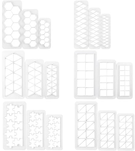 HAKZEON 18 PCS Geometric Cookie Cutter Set, Hexagon Football Cookie Cutters, Triangle and Square Biscuit Cookie Moulds for DIY Cake Baking and Decorating, 6 Styles and 3 Sizes