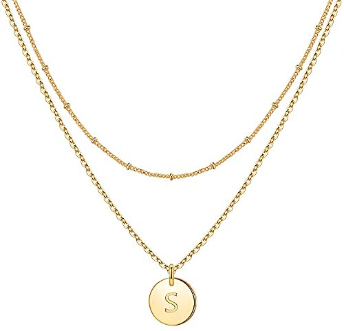 TINGN Geschenke für Mädchen - Teenager Mädchen Geschenke 7 8 9 10 11 12 Jahre Kette Gold Damen Halskette Gold Damen Kette mit Buchstaben S Modeschmuck Goldene Schmuck