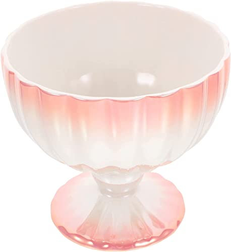 FülleMore Keramik Eisbecher Ø 11cm Eiscremegläser 340ml Dessertschale kerative Eisschale Jogurtbecher für Zuhause,Café,Restaurants,Partys (Farbverlauf-Rosa)