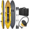 COSTWAY 2 Person Inflatable Kayak, Portable Sit in Canoe with Removable Seats, Aluminum Oars, Foot Pump and Carry Bag, Blow up Kayak Set for River Lake Islands