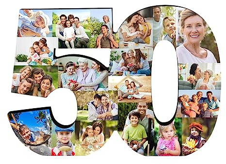Panneau en bois personnalisé pour collage de photos numérotées pour 16e, 18e, 25e, 50e anniversaire, anniversaire de mariage, avec image de 1 à 20 ans personnalisable, cadre photo pour tout âge,