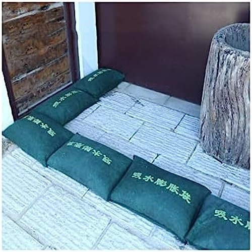 DIE Barrier Flood, 10 Stück Sandloser Sandsack, Selbstabsorbierender Hochwasserschutz-Sandsack, Wasserdichter Segeltuch-Sandsack Für Haustür, Garage, Balkon,Grün,25x100cm,Constructive23